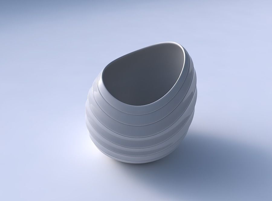 Bowl skewed and twisted with smooth horizontal dents 2 3D print model_3