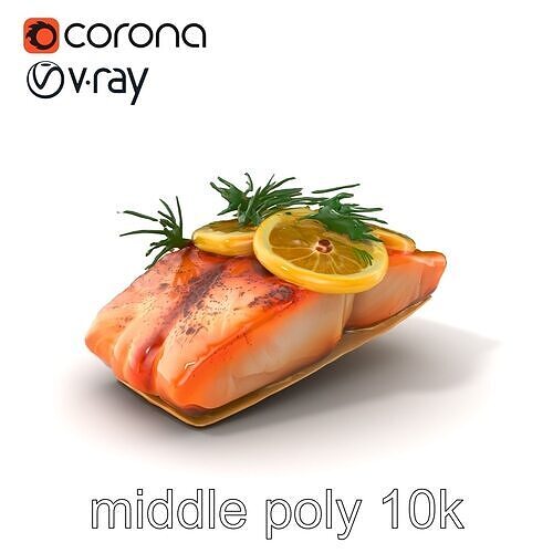 Gourmet Seared Salmon Fillet Dish model pack Low-poly 3D model
