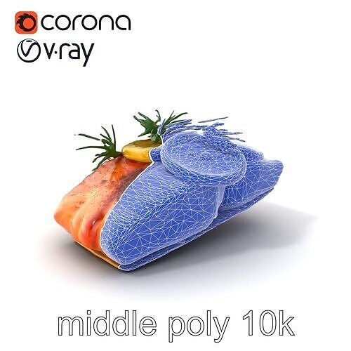 Gourmet Seared Salmon Fillet Dish model pack Low-poly 3D model 6