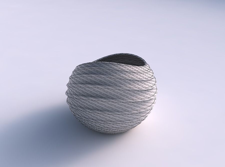 Bowl skewed and twisted with sections and twisted lines 3D print model_5