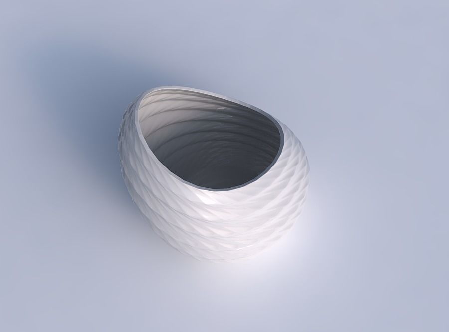 Bowl skewed and twisted with sections and twisted lines 3D print model_1