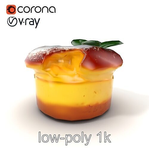 Souffl Dessert with Mint Leaf model pack Low-poly 3D model 5