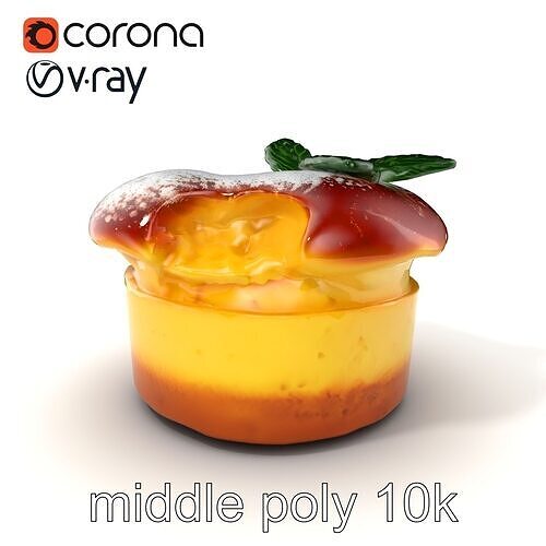 Souffl Dessert with Mint Leaf model pack Low-poly 3D model