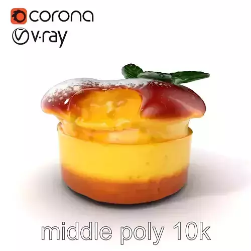 Souffl Dessert with Mint Leaf model pack