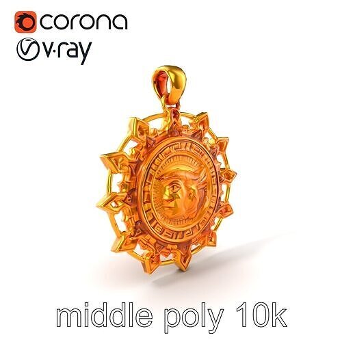 Intricate Incan Sun Pendant model pack Low-poly 3D model