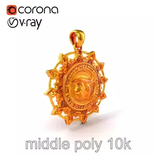 Intricate Incan Sun Pendant model pack Low-poly 3D model