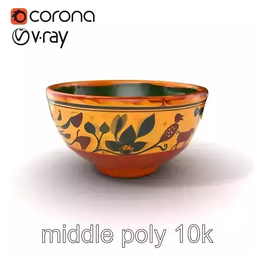 Artisan Pottery Bowl with HandPainted Motifs model pack Low-poly 3D model