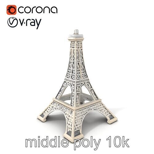 Eiffel Tower Metallic Lattice Design model pack Low-poly 3D model