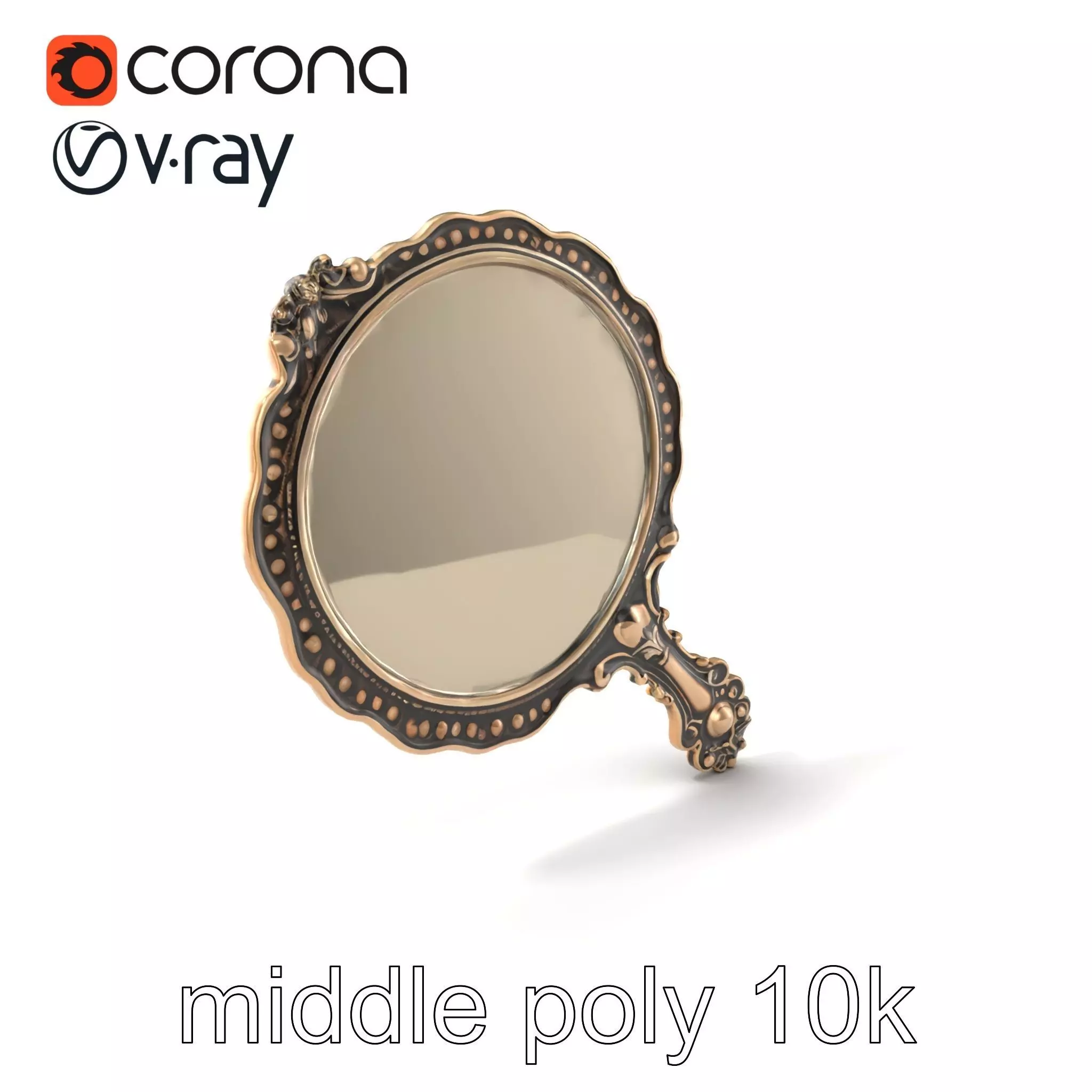 Ornate Antique Hand Mirror model pack Low-poly 3D model