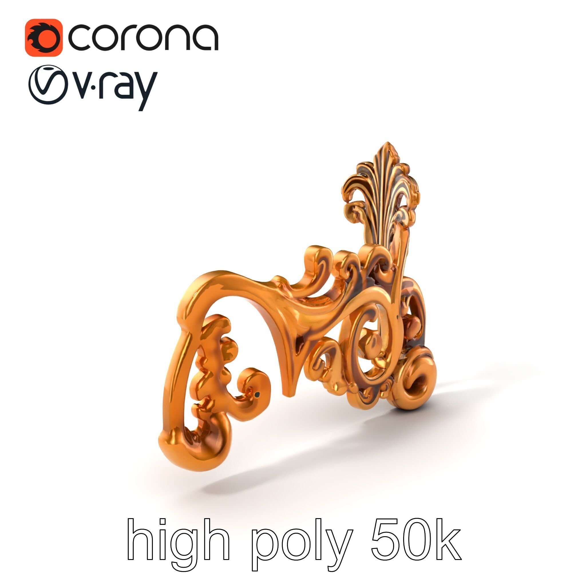 Ornate Decorative Element Model Pack Low-poly 3D model_2