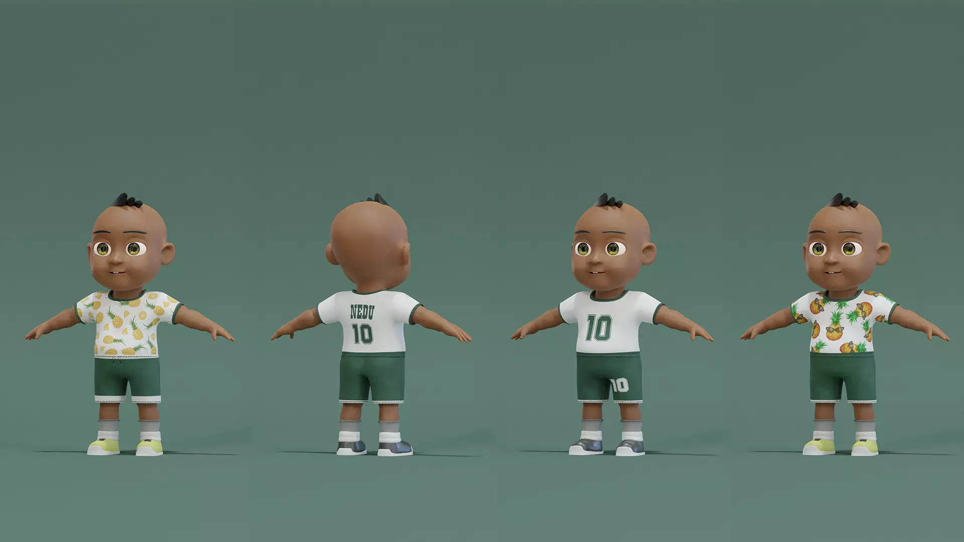 3D Kid Character Rigged Textured Low-poly 3D model