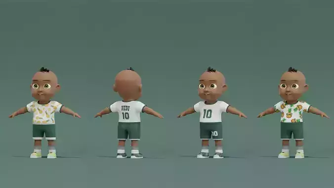 3D Kid Character Rigged Textured