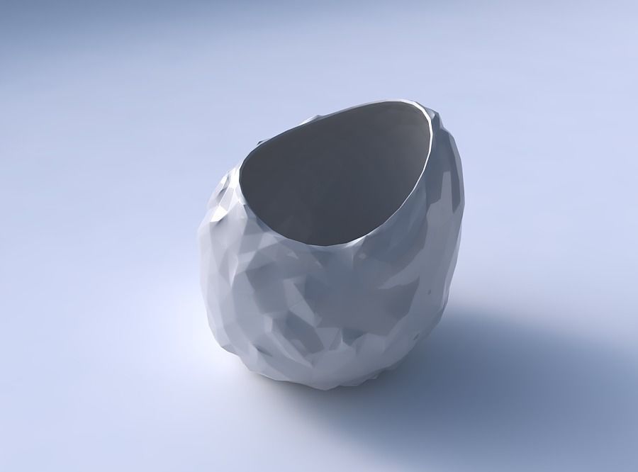 Bowl skewed and twisted with low-polygon bulges 3D print model_3