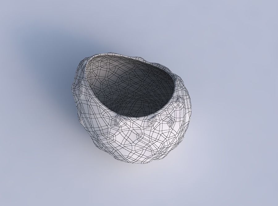 Bowl skewed and twisted with low-polygon bulges 3D print model_6