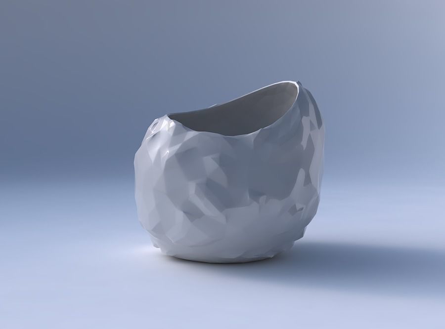 Bowl skewed and twisted with low-polygon bulges 3D print model_4