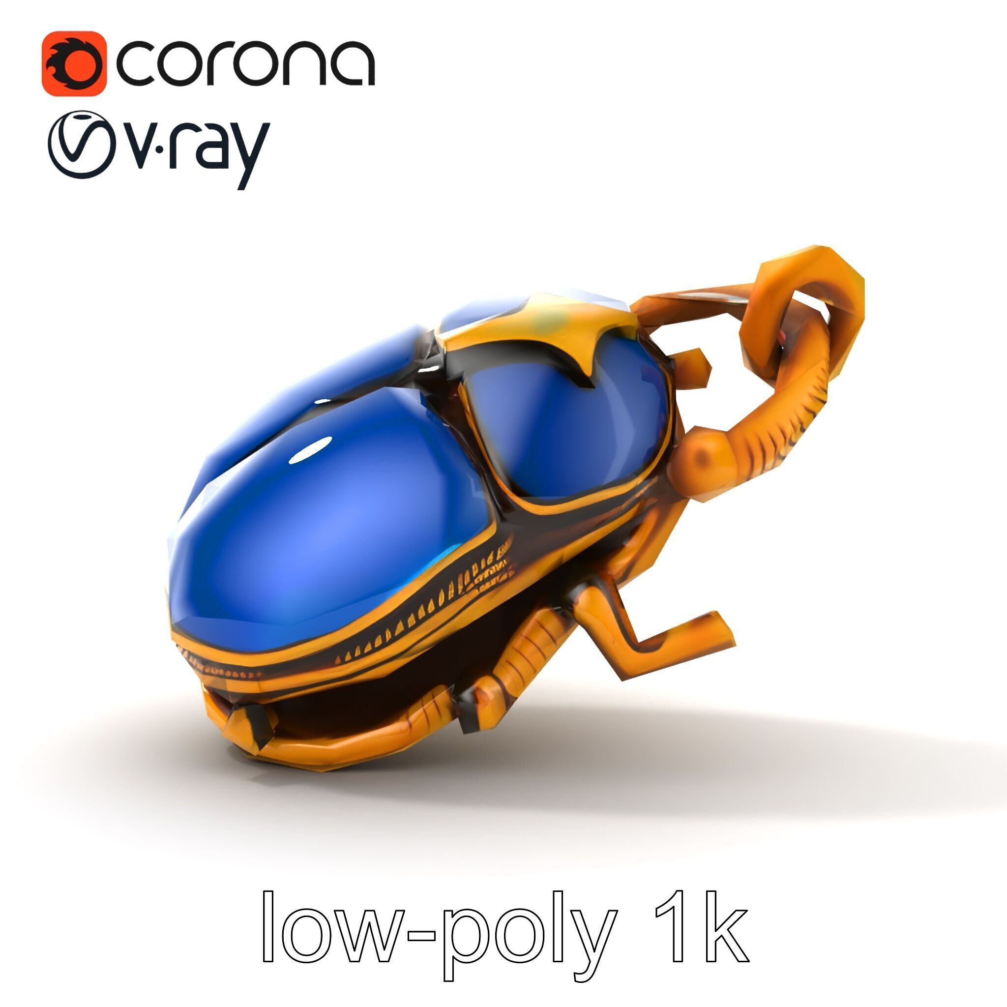 Egyptian Scarab Amulet Gemstone model pack Low-poly 3D model_26