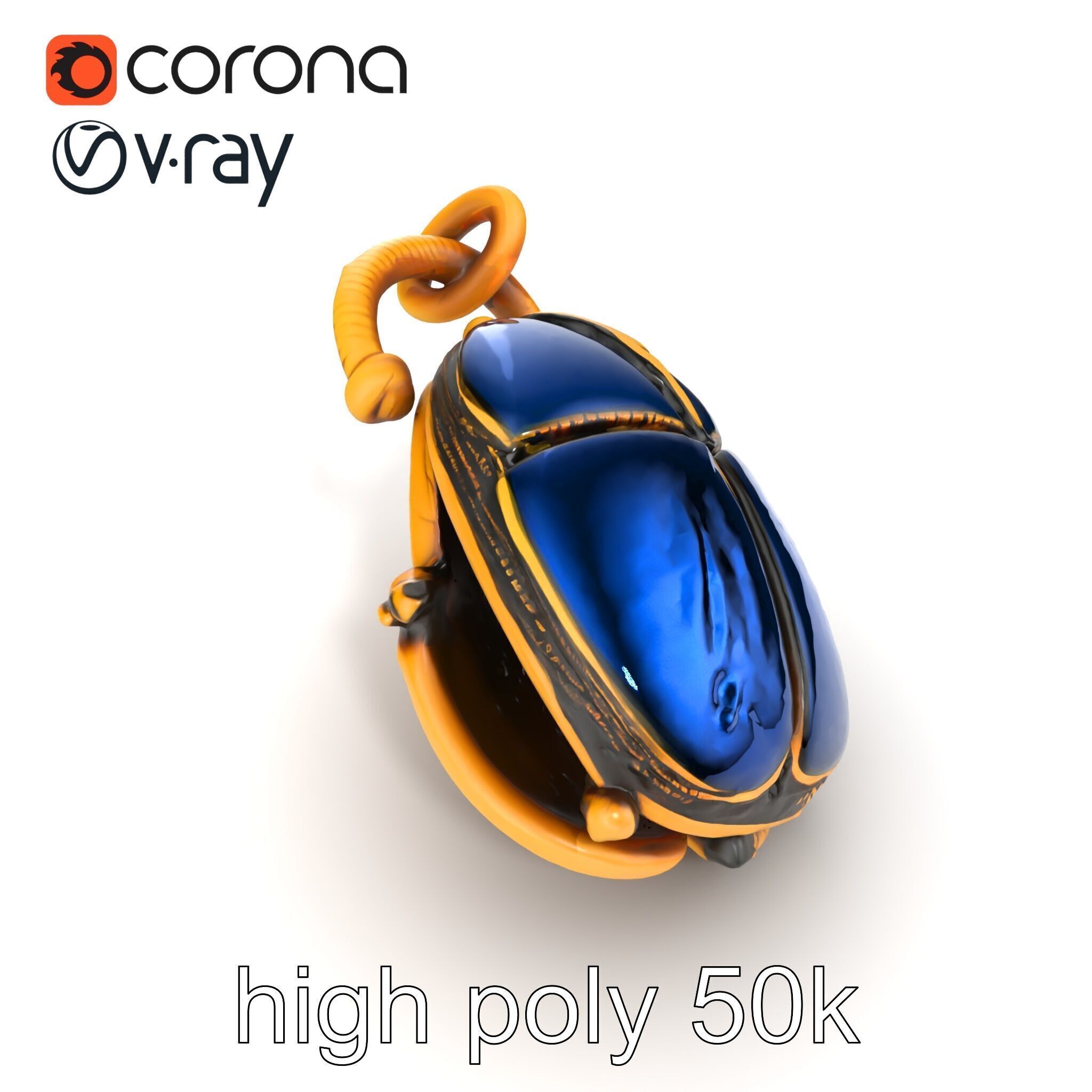 Egyptian Scarab Amulet Gemstone model pack Low-poly 3D model_12