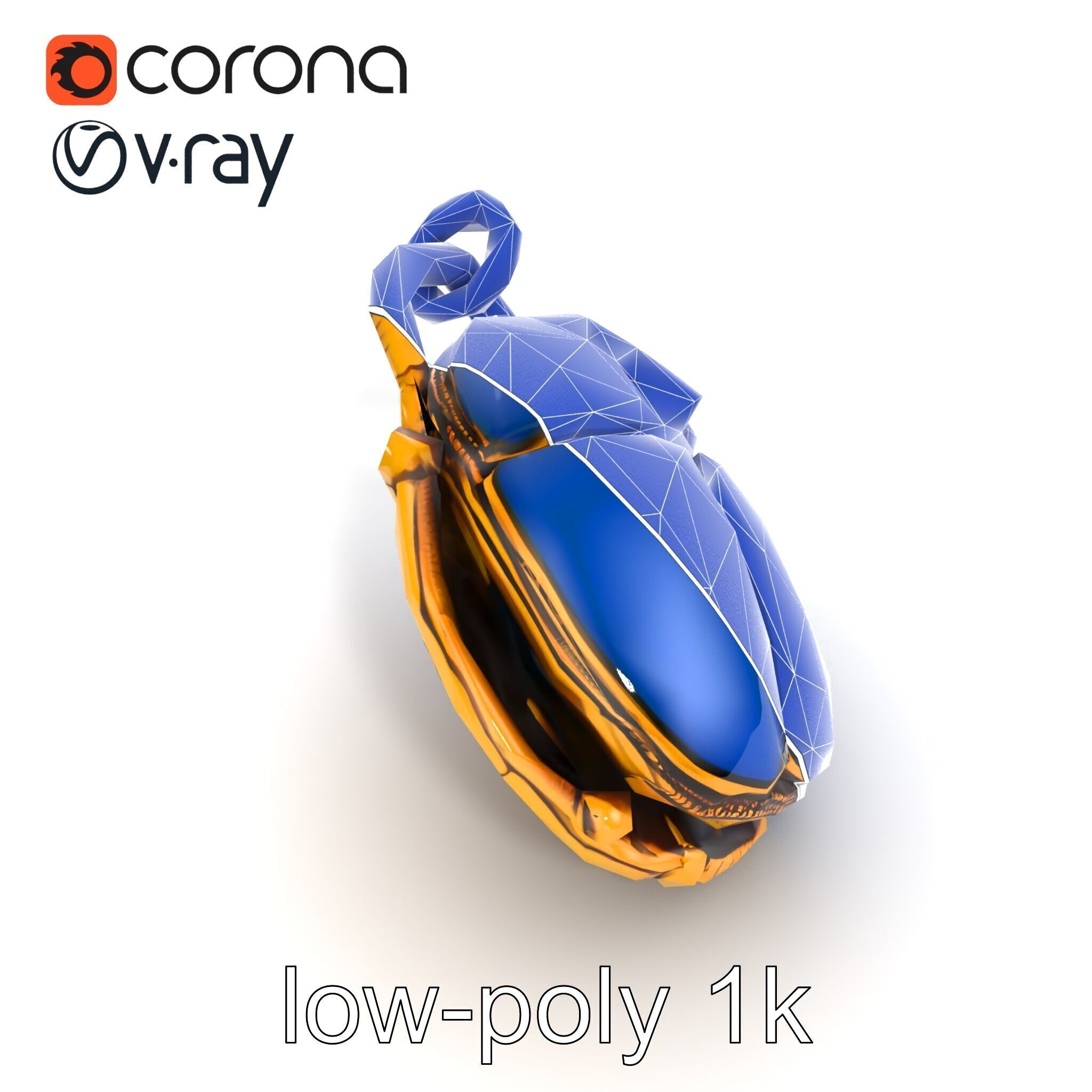 Egyptian Scarab Amulet Gemstone model pack Low-poly 3D model_32