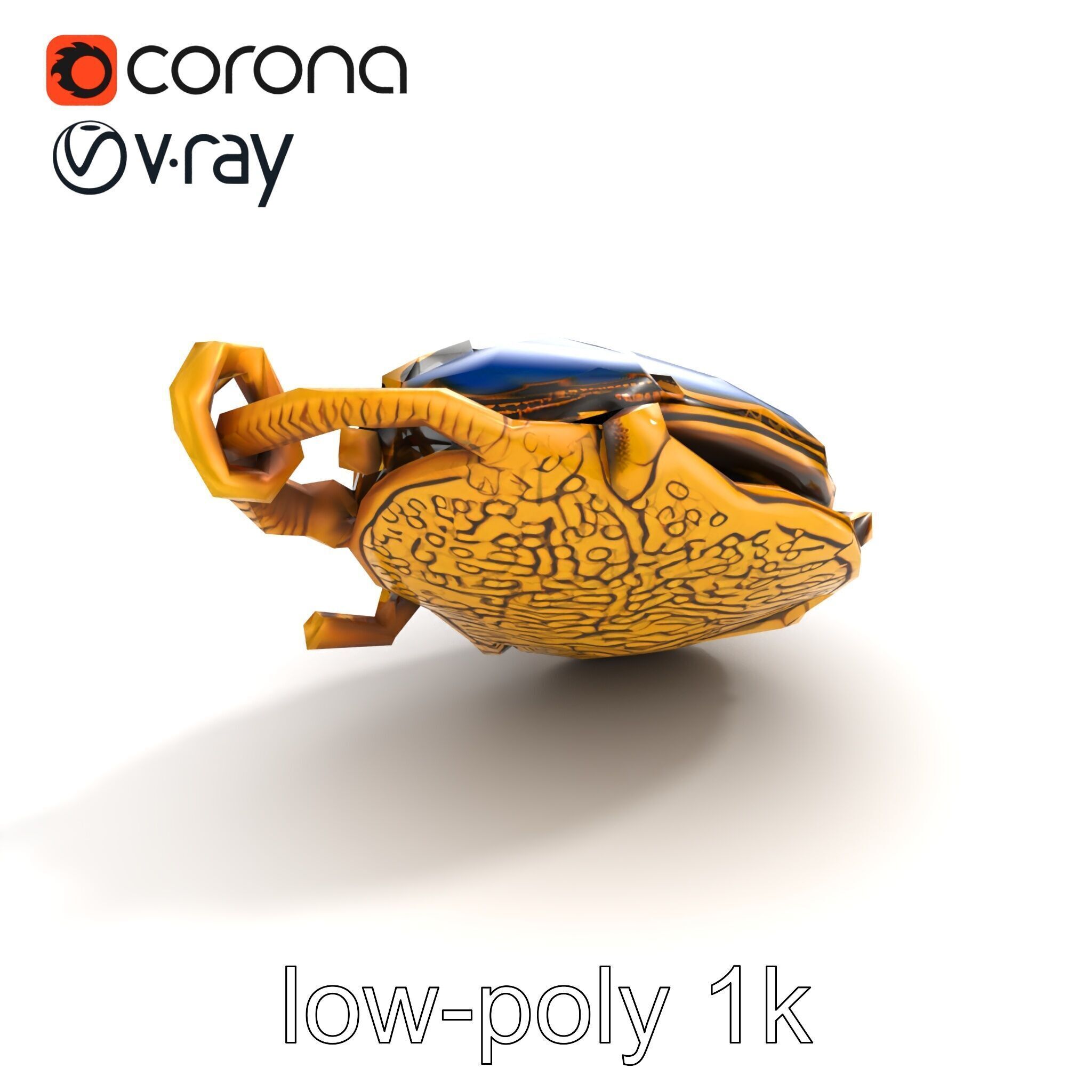 Egyptian Scarab Amulet Gemstone model pack Low-poly 3D model_9