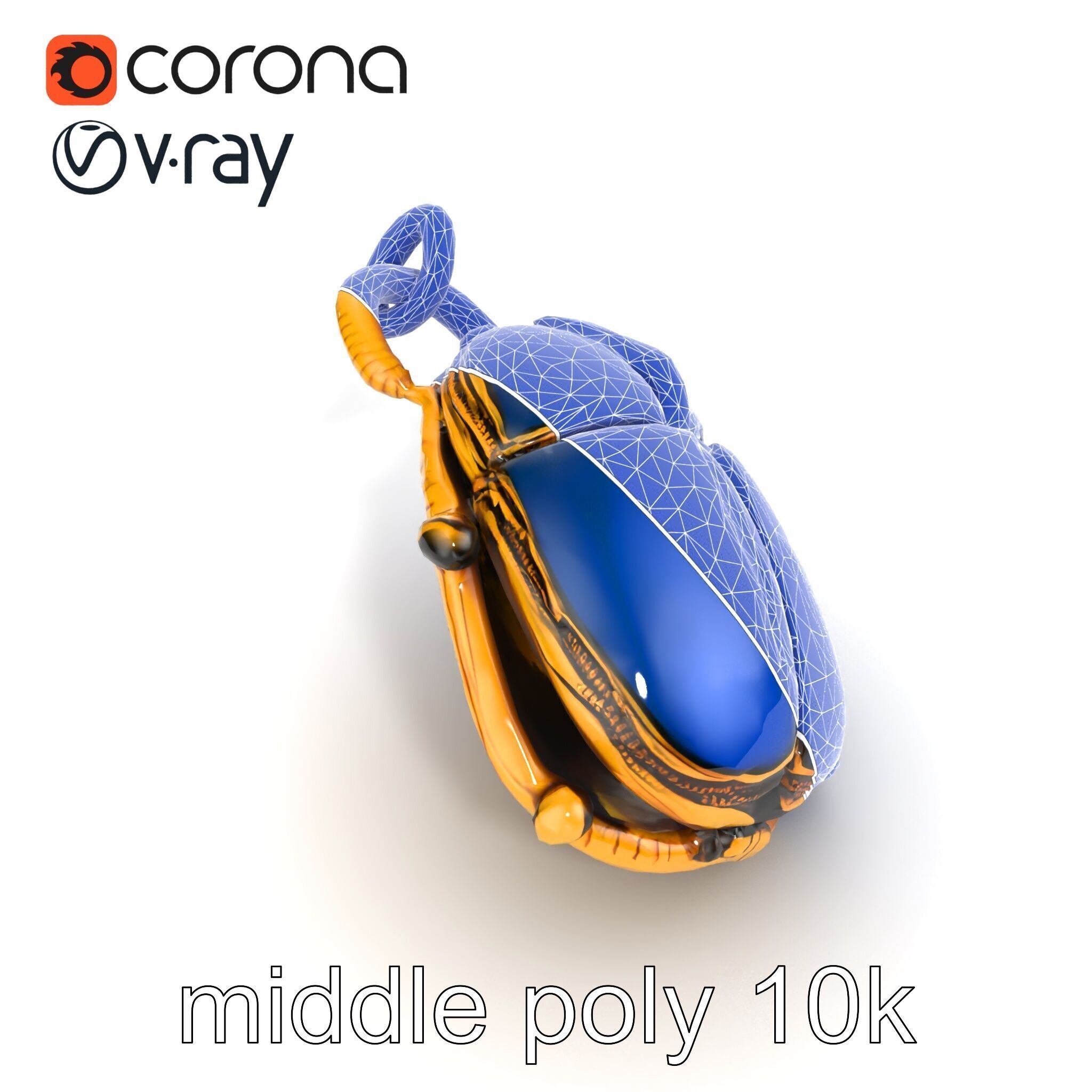 Egyptian Scarab Amulet Gemstone model pack Low-poly 3D model_18
