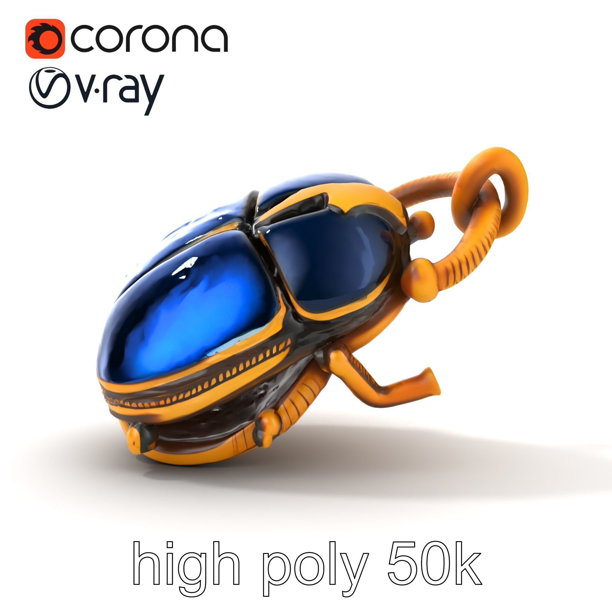 Egyptian Scarab Amulet Gemstone model pack Low-poly 3D model_17