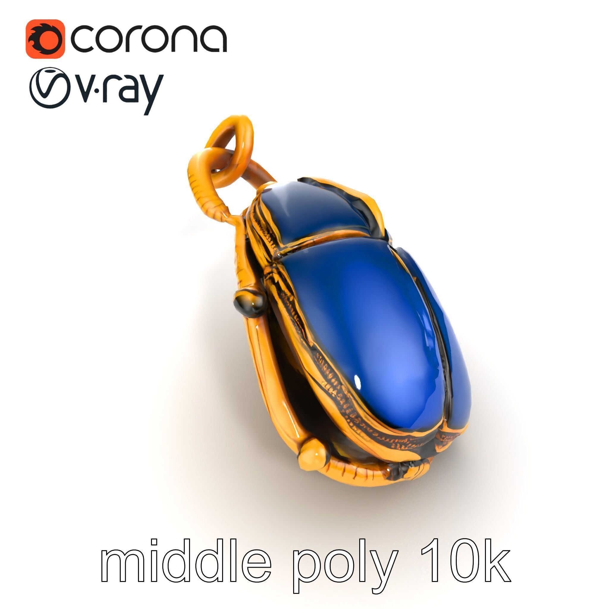 Egyptian Scarab Amulet Gemstone model pack Low-poly 3D model_16