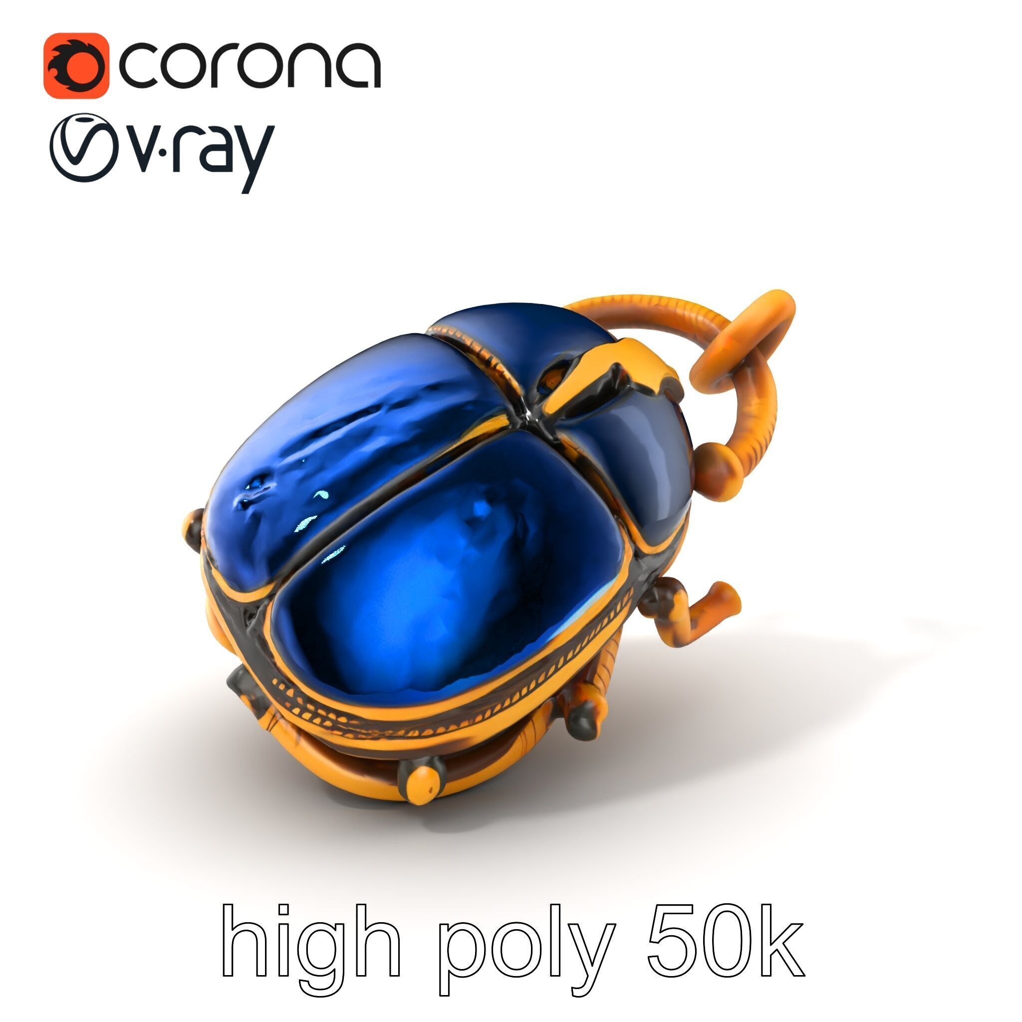 Egyptian Scarab Amulet Gemstone model pack Low-poly 3D model_2