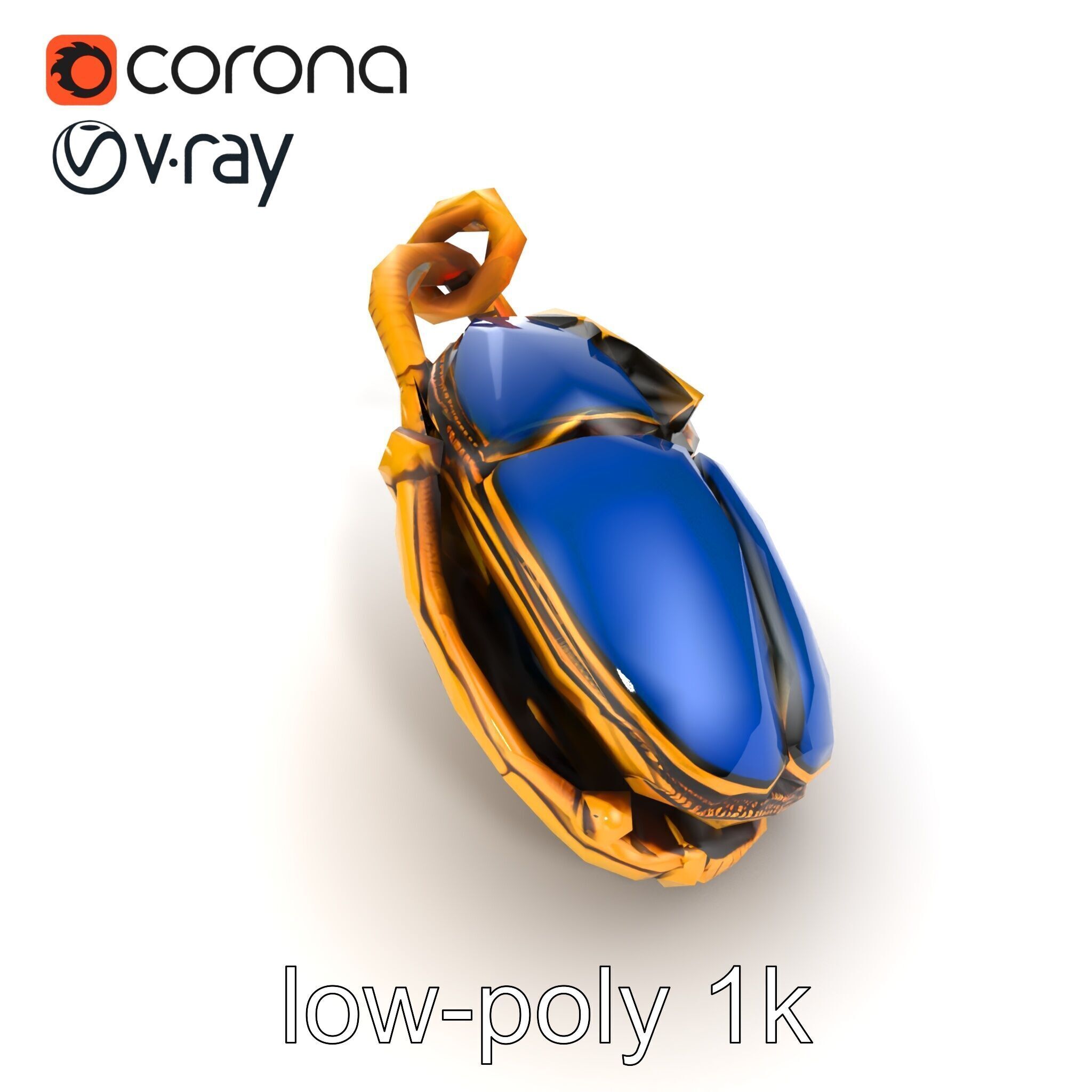 Egyptian Scarab Amulet Gemstone model pack Low-poly 3D model_14