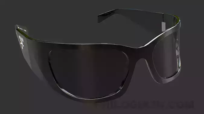 PRADA PR A19S 1AB5S0 Black Dark Grey Men Sunglasses Low-poly 3D model