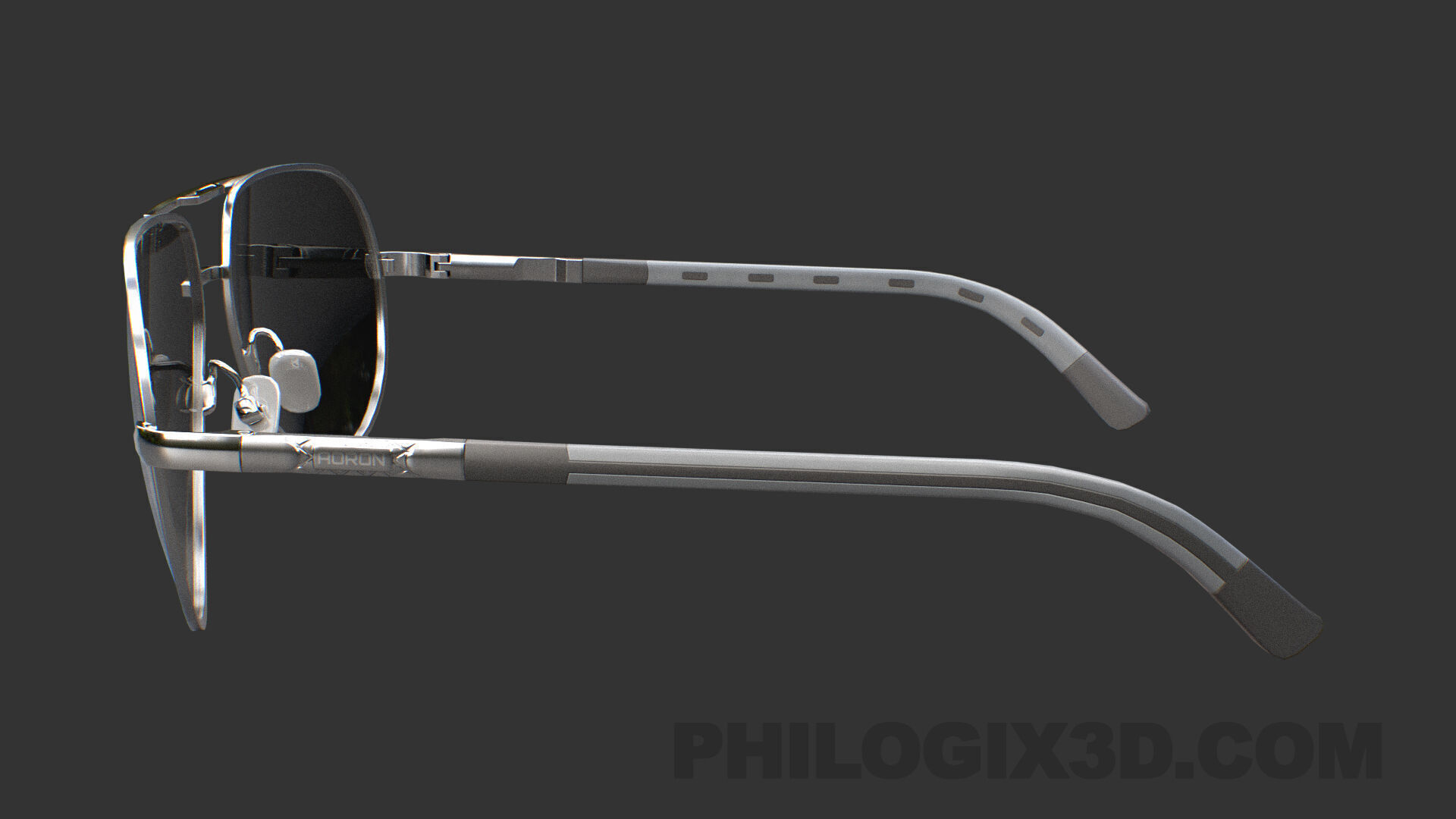 Aluminium HD Polarized Photochromic Sunglasses Pilot Men Low-poly 3D model_4