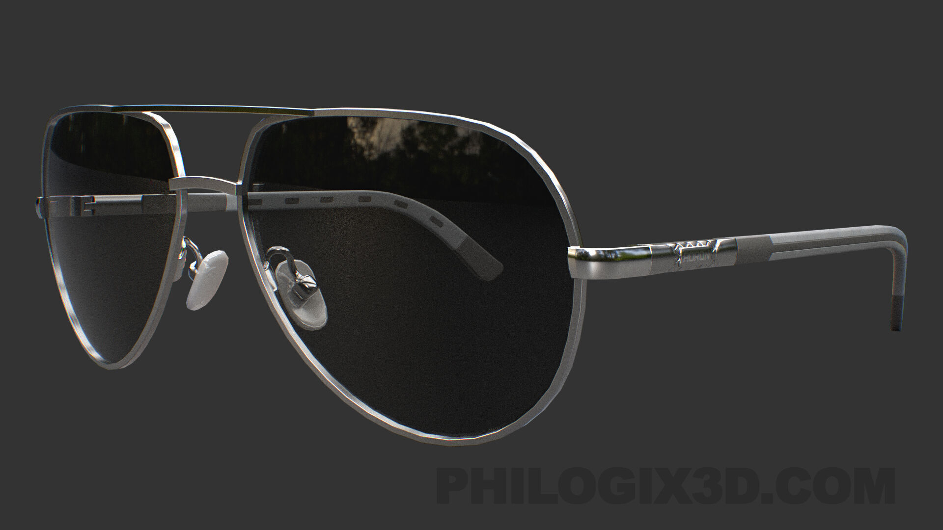 Aluminium HD Polarized Photochromic Sunglasses Pilot Men Low-poly 3D model_3