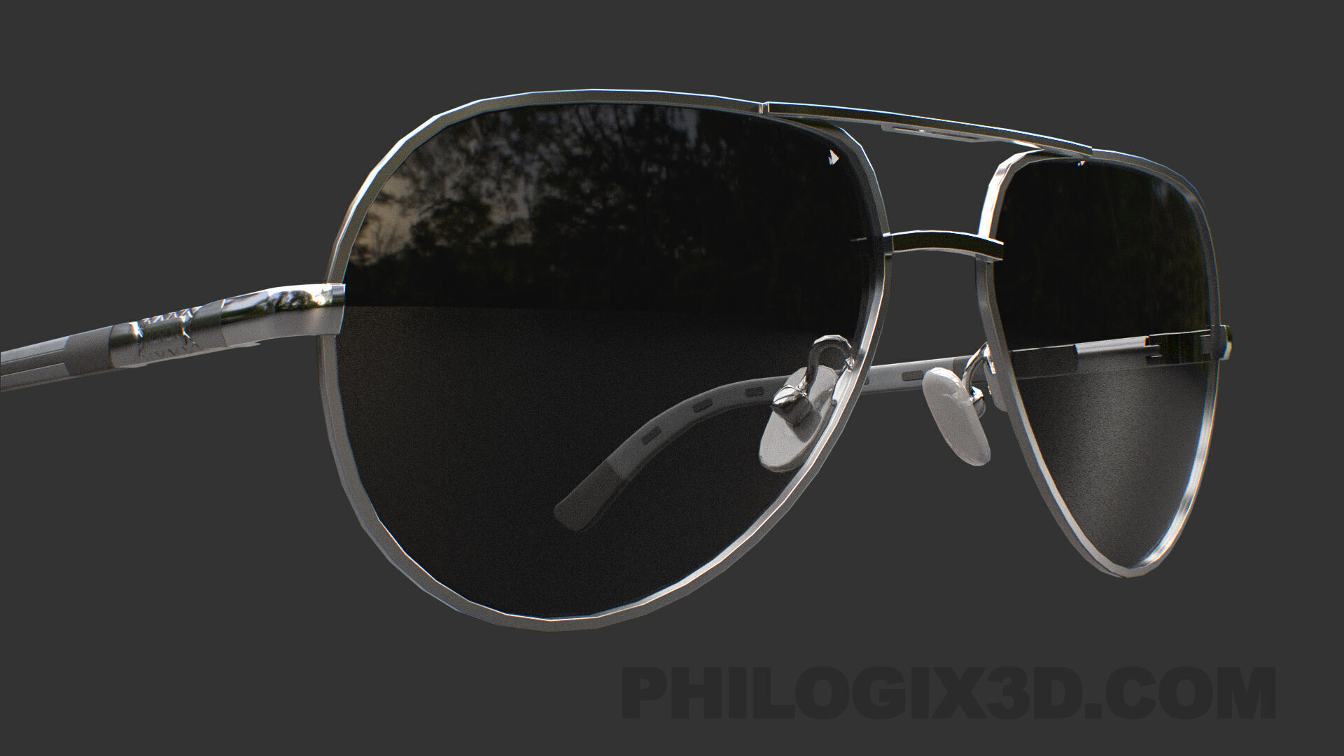 Aluminium HD Polarized Photochromic Sunglasses Pilot Men Low-poly 3D model_10