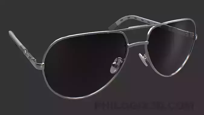 Aluminium HD Polarized Photochromic Sunglasses Pilot Men Low-poly 3D model