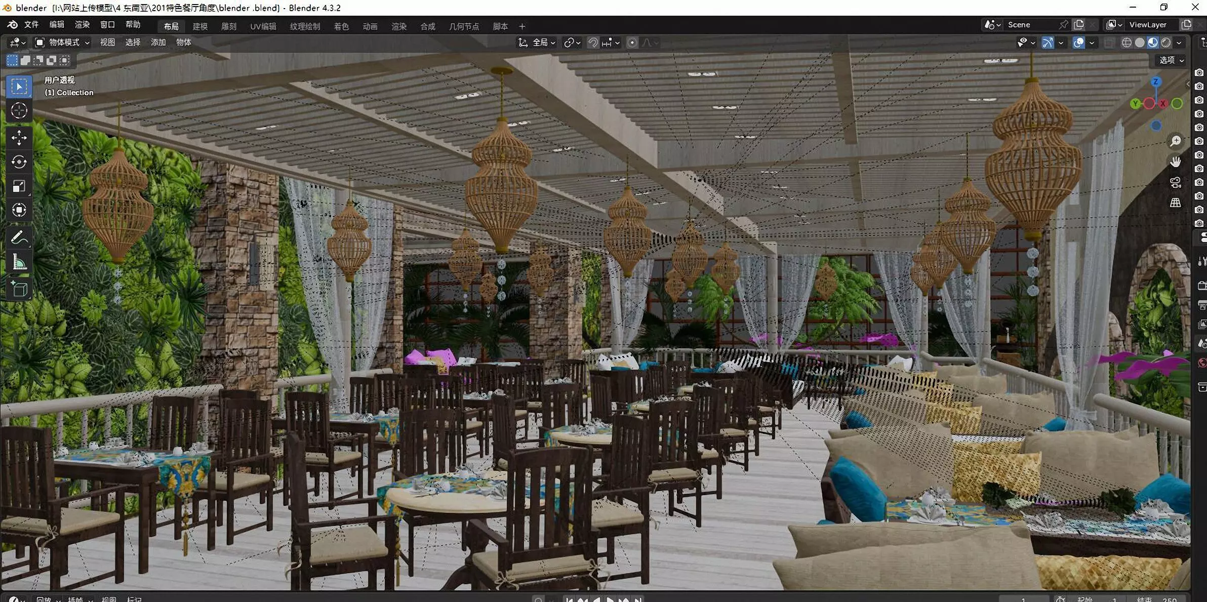 Restaurant 3D model_2