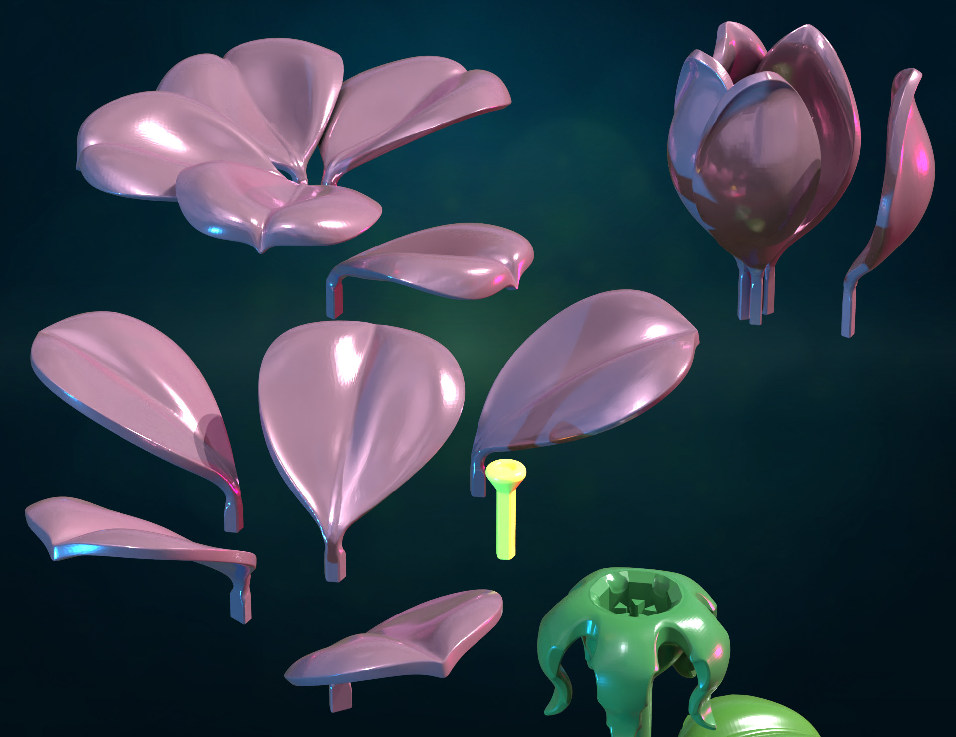 Rose assembly II 3D print model_6