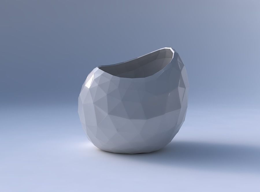 Bowl skewed and twisted with low-polygon 3D print model_4