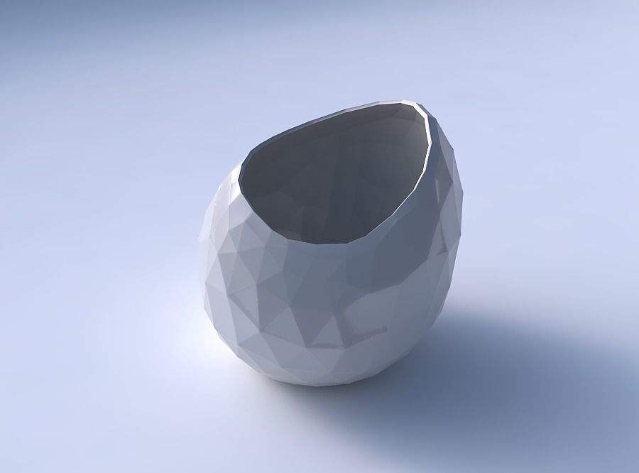 Bowl skewed and twisted with low-polygon 3D print model_3