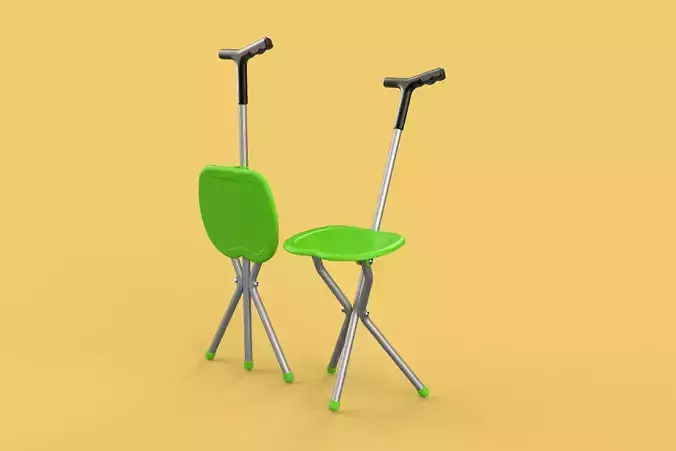 FOLDING STICK CANE CHAIR WALKING POLE SEAT STOOL CRUTCH PORTABLE