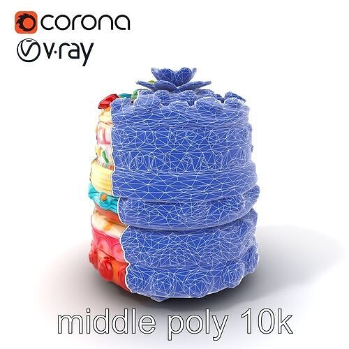 Festive MultiLayer Cake with Intricate Icing Patterns model pack Low-poly 3D model 6