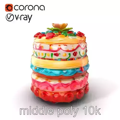 Festive MultiLayer Cake with Intricate Icing Patterns model pack Low-poly 3D model
