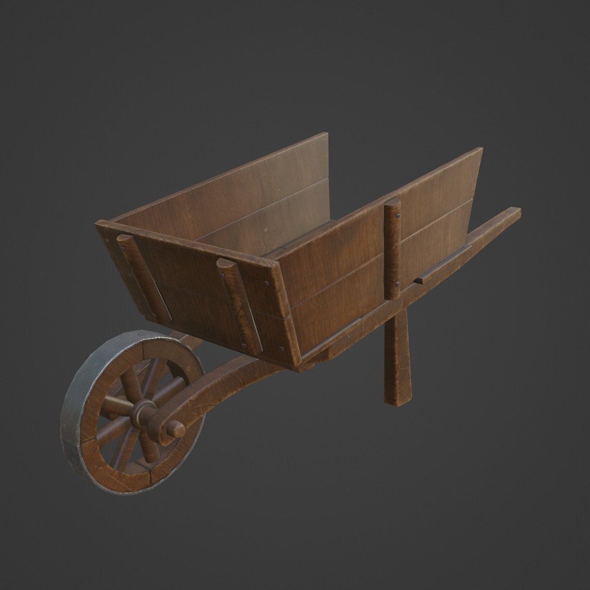 Medieval Wooden Cart 01 Low-poly 3D model_6