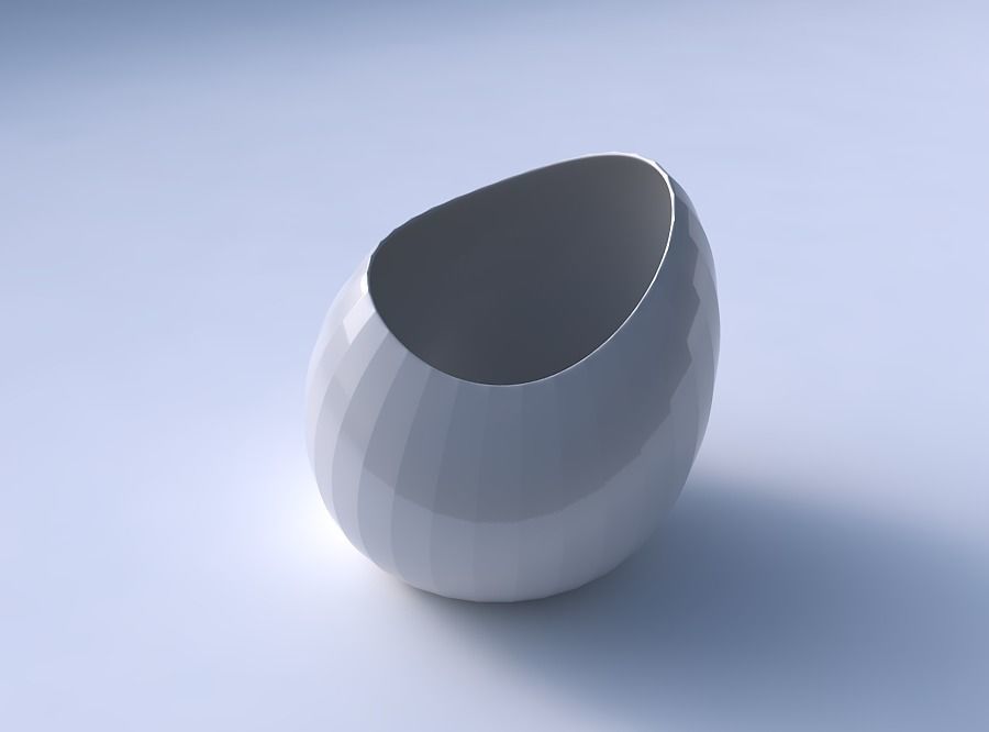 Bowl skewed and twisted with fine bands uniform vertical 3D print model_3