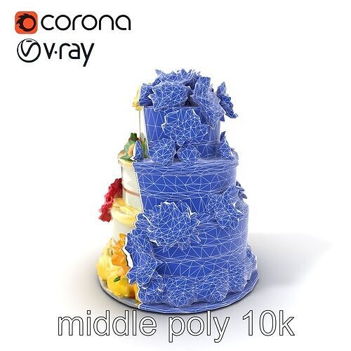 Elegant Celebration Cake Model Pack Low-poly 3D model 6