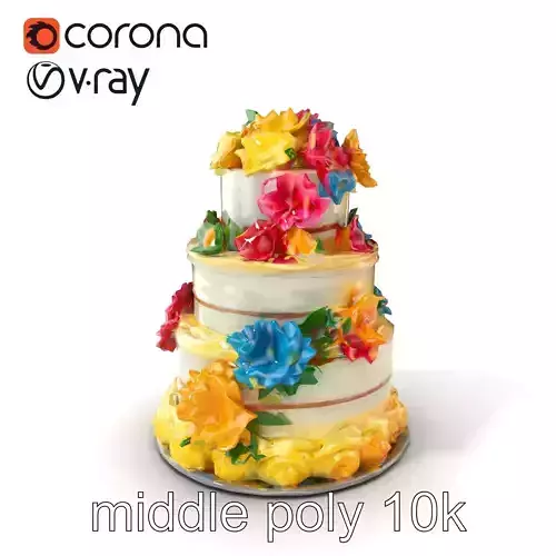 Elegant Celebration Cake Model Pack Low-poly 3D model
