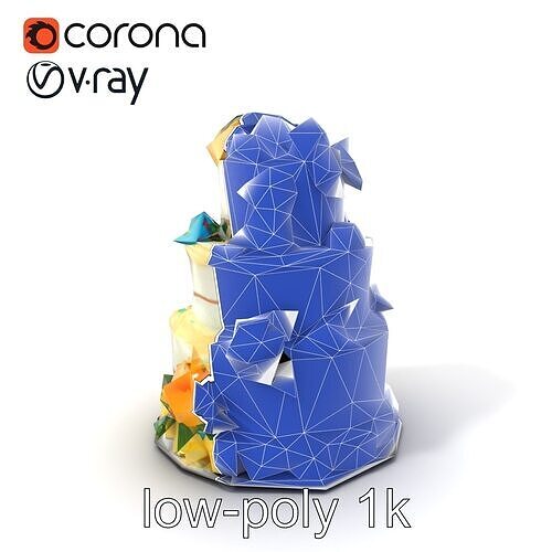 Elegant Celebration Cake Model Pack Low-poly 3D model 7