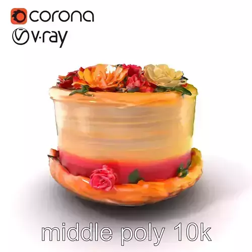 Celebratory Fondant Cake with Sugar Flowers model pack