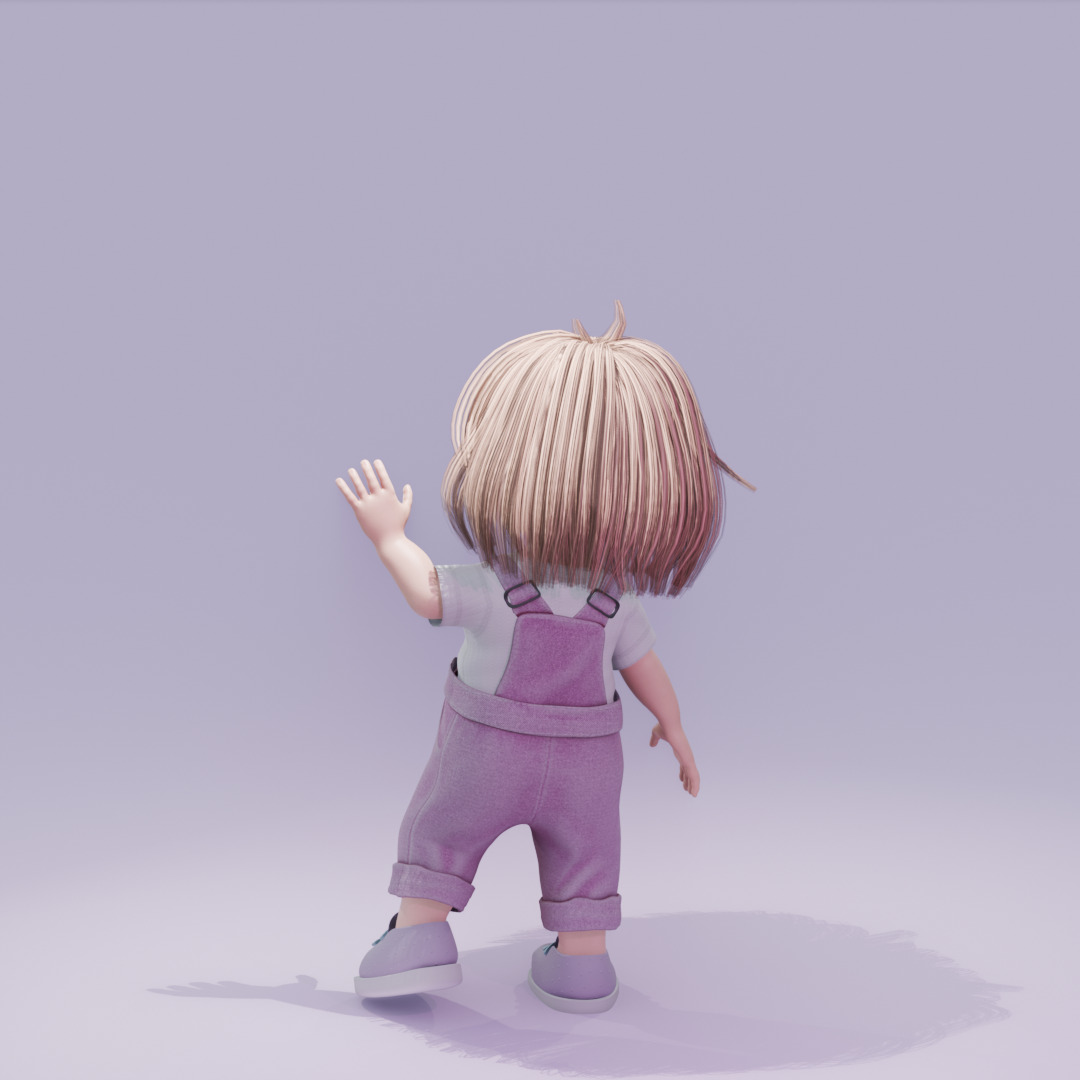 Little cutie Low-poly 3D model_2