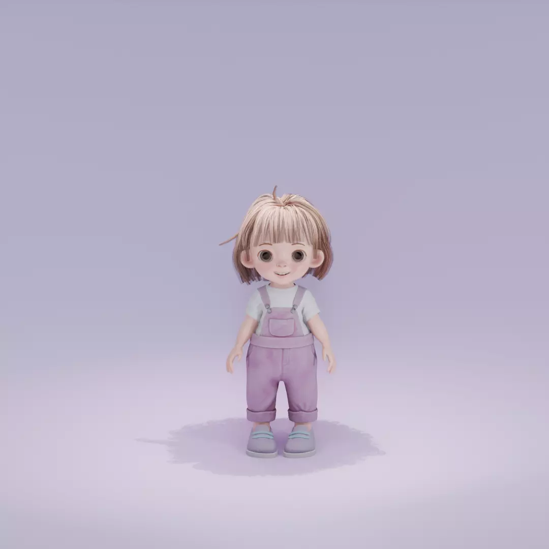 Little cutie Low-poly 3D model_0