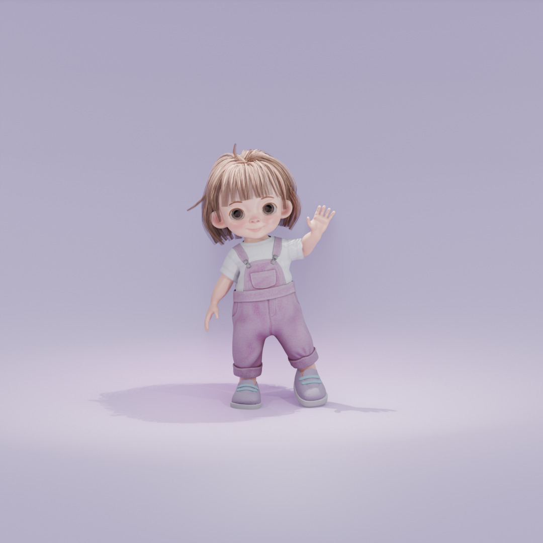 Little cutie Low-poly 3D model_1