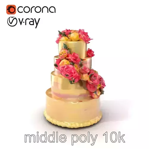 Fourtier Celebratory Cake with Sugar Flowers model pack